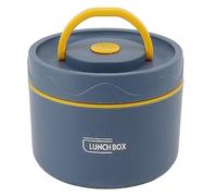 Wakects Boîte à Déjeuner Isolée en Acier Inoxydable de 550 Ml, Récipient Alimentaire étanche, Boîte Ronde Empilable à 2 Niveaux avec Bague d'étanchéité en Silicone pour (Style isolé, bleu profond)