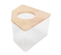 Wakects Boîte de Bain de Sable pour Hamster en PS Transparent et Chêne pour Petits Animaux, 15 X 15 X 9,3 Cm, Ventilateur à Angle Droit, Conception étanche pour Salle de Bain et Toilettes pour Hamster