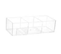 Wakects Boîte de Rangement de Maquillage en Acrylique, étui de Rangement en Acrylique Transparent avec 3 Compartiments, Porte-boule de Coton et Tampons Transparents, 23 X 9 X 6 Cm pour Bureau de