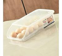 Wakects Boîte de Rangement pour œufs en Plastique, Conteneur à œufs à Roulement Automatique, Support à rainuré Transparent 32 X 18 X 8 Cm, Conception Empilable pour Réfrigérateur, Cuisine, Usage