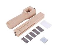 Wakects Brave en Bois sang-froid Outil de en Cuir Beechwood Strap Cutter Réglable pour le Cuir Bricolage avec 5 Lames et Feuille de Fer Marquée en Centimètres de Pouces