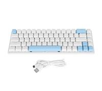 Wakects Clavier Mécanique Filaire, Câble Détachable Portable, 68 Touches, Anti-Ghosting, Clavier rétroéclairé RVB, Conception Ergonomique pour PC (Blanc Bleu)