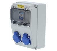 Wakects Distributeur de Courant Mural 2 Positions IP65 Extérieur 220 à | Boîtier électrique Compatible, Coque ABS, Matériau PC, Couvercle de Prise IP44, Usage Extérieur Construction, Quatre Trous