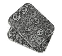 Wakects Fidget Slider Toy, Portable Metal Magnetic Poker Push Slider with Skull Pattern for ADHD Autisme Anxiété Soulagement du Stress, 4.5x3.5x1cm,Sac de Rangement