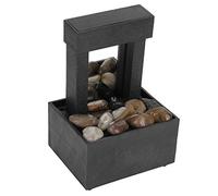 Wakects Fontaine de Bureau d'Intérieur avec Cascade LED, USB, Lumineuse avec Rochers de Rivière, 16,5 x 11 x 9 cm