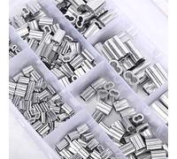 Wakects Kit de Manchons de Boucle de Sertissage en Aluminium, Manchon de Boucle de Sertissage de Fil M1.2 à M6, Assortiment de 315 Pièces à Double Barillet avec étui, pour la Réparation de Câbles et