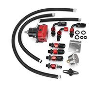 Wakects Kit de Régulateur de Pression de Carburant de Carburant Universel Réglable 100PSI Support de Moteur turbocompressé Haute Performance 304 en Acier Inoxydable avec 3 Ports 2 Entrées 1 Retour