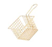 Wakects Mini Panier de Friteuse, Passoire à Frire en Fer avec Poignée, Panier de Nourriture Léger pour Friture, pour la Cuisine à Domicile et le Restaurant (faux or)