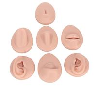 Wakects Modèle de Pratique du Corps en Silicone, 6 Pièces en Silicone, Yeux, Oreilles, Nez, Lèvres, Langue, Nombril, Modèles de Simulation pour la Formation Novice, Affichage de Bijoux (Couleur de