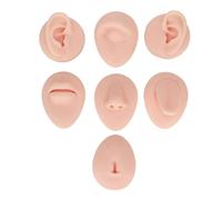 Wakects Modèle de Pratique du Corps en Silicone, 6 Pièces en Silicone, Yeux, Oreilles, Nez, Lèvres, Langue, Nombril, Modèles de Simulation pour la Formation Novice, Affichage de Bijoux (Peau claire)