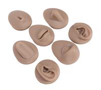 Wakects Modèle de Pratique du Corps en Silicone, 6 Pièces en Silicone, Yeux, Oreilles, Nez, Lèvres, Langue, Nombril, Modèles de Simulation pour la Formation Novice, Affichage de Bijoux (Peau foncée)