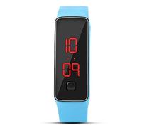 Wakects Montre Numérique LED, Montre-Bracelet de Sport électronique, écran D'économie D'énergie Automatique, Cadran 12 Heures, Affichage du Calendrier, pour Hommes, Femmes et Enfants (Bleu Clair)