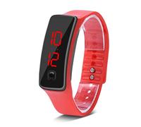 Wakects Montre Numérique LED, Montre-Bracelet de Sport électronique, écran D'économie D'énergie Automatique, Cadran 12 Heures, Affichage du Calendrier, pour Hommes, Femmes et Enfants (Rouge)
