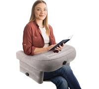 Wakects Oreiller de Lecture Gonflable, Oreiller de Bureau en PVC, Grand Oreiller de Jeu pour Genoux, Floquée, Oreiller Doux pour Accoudoir D'ordinateur Portable avec 3 Trous