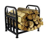 Wakects Porte-bûches pour cheminée, étagère à bois, panier à bois avec poignées, porte-bûches pour bois de chauffage, porte bois en métal pour intérieur et extérieur, noir, 42 x 32,3 x 43,5 cm