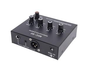 Wakects Préampli Micro équilibré, Préampli Micro, Amplificateur, Boost de Gain, Alimentation 48V, Gain 10-60dB, Entrée XLR 6,35 Mm 3,5 Mm 3 Canaux avec Faible Distorsion pour