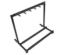 Wakects Présentoir Pliable pour Guitar Basses avec Construction en Fer et Caoutchouc Rembourré pour Collectionneur de Guitare (5 Espaces)