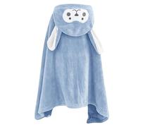 Wakects Serviette de Capuche, Serviette à Capuche pour bébé en Toison Douce et Sèche Rapidement 70x140 Cm avec une Capuche Douce pour les Filles Nouveau-nés (BLUE)