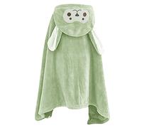 Wakects Serviette de Capuche, Serviette à Capuche pour bébé en Toison Douce et Sèche Rapidement 70x140 Cm avec une Capuche Douce pour les Filles Nouveau-nés (GREEN)