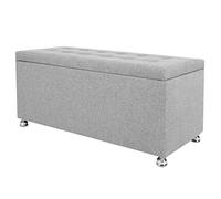 Wakects Tabouret de Rangement Moderne, Repose-Pieds en Acier et Mousse en Tissu avec Couvercle Rabattable, Boîte de Rangement Rectangulaire de 39,4 X 17,7 X 18,5 Pouces, capacité de 330 LB pour