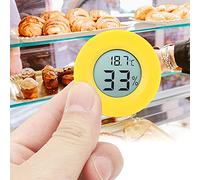 Wakects Thermomètre Hygromètre, Mini Haute Précision Thermomètre en Intérieur Circulaire Numérique pour Armoire Réfrigérée pour Armoire d'affichage (coquille jaune)