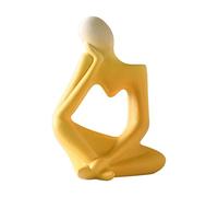 Wakects Vase Penseur Moderne Statue du Penseur Figurine Design Creux Pièce D'Art en Résine pour Décoration de Bureau à Domicile Jaune 19x13,5x9cm (B)