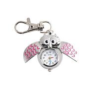 Wakerda Créatif Métal Chouette Montre de Poche Anneaux de Porte-clé Exquis Cadeau de Noel 1PCS Size 8.4cm (Rose)