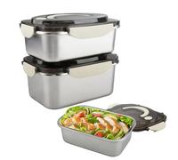 WakiHong 2 Pièces Récipient de Congélation Récipients Alimentaires en Acier Inoxydable,Design Portable Caché,pour restaurant,cuisine,congélateur,buffet,Avec poignée(1700ml+2100ml)