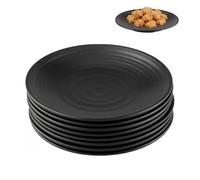 WakiHong 8 pièces Assiettes à Apéritif Assiettes à Dessert Noires Assiettes Rond en Mélamine,15 * 15 * 1.8 cm,pour pizza,pâtes,pain,snacks,salade,healthy Vaisselle incassable réutilisable