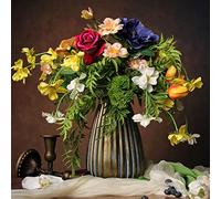 WAKISAKI Faux Fleurs dans Un Vase en Céramique, Arrangement de Fleurs Artificielles Décoration pour Maison Cuisine Salon Salle à Manger Table Basse Centres de Table (Printemps)