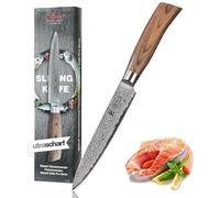 WAKOLI Couteau à viande acier Damas I Lame tranchante de 17 cm en acier damassé à 67 couches avec noyau VG10 et manche en bois de pakka I Couteau de cuisine professionnel & couteau damassé - Edib Pro