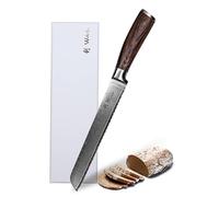WAKOLI EDIB Couteau à Pain de Cuisine Professionnel en Damas, Dentelé 20 cm