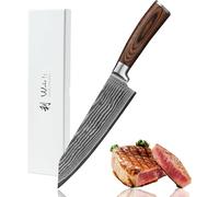 Wakoli EDIB Couteau Chef Kiritsuke Cuisine Professionnel en Damas, 20 cm