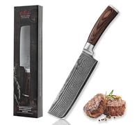 Wakoli EDIB Couteau Nakiri de Cuisine Professionnel en Damas, Lame 17,5 cm