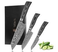 WAKOLI EDIB Pro Black Set de 3 Couteaux de Cuisine Professionnels en Damas