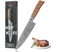 WAKOLI EDIB Pro Couteau Chef de Cuisine Professionnel en Acier Damas 20 cm