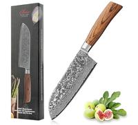 WAKOLI EDIB PRO Couteau de Cuisine Chinois en Damas, 17,5 cm, Manche Pakka | professionnel, lame à 67 couches avec noyau VG10, pour viande, poisson, légumes et herbes, gauchers et droitiers