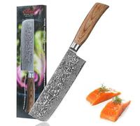WAKOLI EDIB PRO Couteau Nakiri en Damas, 18 cm, Manche en Bois de Pakka