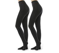 WAKUNA 2 paires de collants fourrés polaire pour femme - collants chauds opaques 100D hiver (M, Noir)