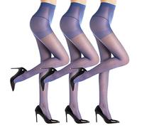 WAKUNA Lot de 3 collants pour femme - 20 deniers - Transparents - Indéchirable - Sans pression - Taille confortable - Collants fins renforcés (Bleu, L)