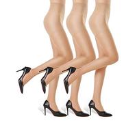 WAKUNA Lot de 3 collants pour femme - 20 deniers - Transparents - Indéchirable - Sans pression - Taille confortable - Collants fins renforcés (Nude, S)