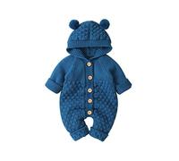 Walabe VêTement BéBé GarçOn Fille Naissance 0-24 Mois Pyjama Hiver Body Combinaison,Chaud Hiver Manteau Chaud Tricot Jersey à Capuche Mignon Pyjama (*Bleu foncé, 12-18 mois)