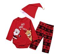 Walabe Vetements Bebe Fille Garcon Noel Naissance Deguisement 0-18 Mois,Costume NoëL BéBé Fille Barboteuse + Pantalon De Dessin Animé + Costume De Chapeau