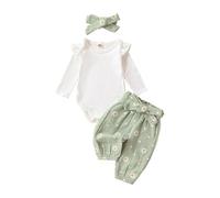 Walabe Vetements Pour Bebe Fille Garcon Naissance Combi Barboteuse + Pantalon à Fleurs + Bandeau Ensemble Pour Bebe 3-18 Mois 3Pcs/Sets (rose, 0-6 mois)