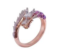 Walaka Bague De Personnalité Pour Dames, Bague Ouverte En Cristal Violet Bête De Dragon, Cadeau De Fête D'Anniversaire De Personnalité Fille