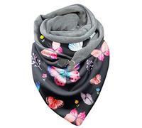 Walaka Écharpe Imprimé Papillon Femme Vintage Foulards Hiver Chaud Bouton Doux Wrap Scarf Triangle Châles Décontracté