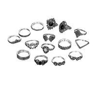 Walaka Ensemble 11Pcs Lot de Bagues de Phalange avec Perle Bleu Fantaisie Bijoux Bohème pour Femme et Fille Argent