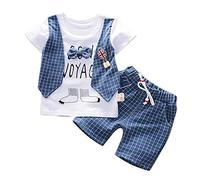 Walaka Ensembles pour Enfant BéBé GarçOn ÉTé 2019 - Gentleman Bow T-Shirt Tops + Shorts Pantalons 2Pcs Ensemble | VêTements pour Enfant GarçOn 6 Mois - 3 Ans