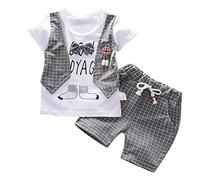 Walaka Ensembles pour Enfant BéBé GarçOn ÉTé 2019 - Gentleman Bow T-Shirt Tops + Shorts Pantalons 2Pcs Ensemble | VêTements pour Enfant GarçOn 6 Mois - 3 Ans