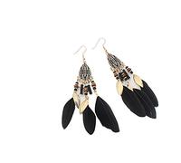 Walaka Femme Boucles d'oreilles Plume Longues Pendentif Attrapeur De RêVes Boucles D Oreilles Bijoux (A)